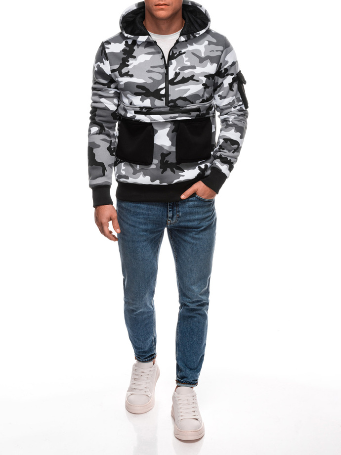 Bluza męska z kapturem B1694 - szara