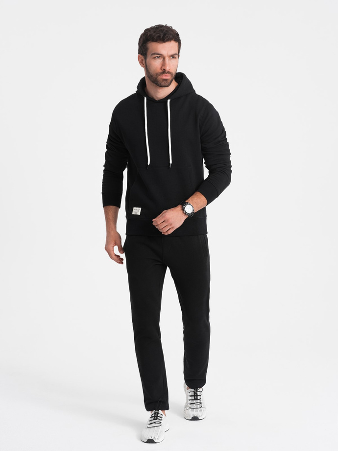 Men's tracksuit set kangaroo sweatshirt + pants - black V5 Z80