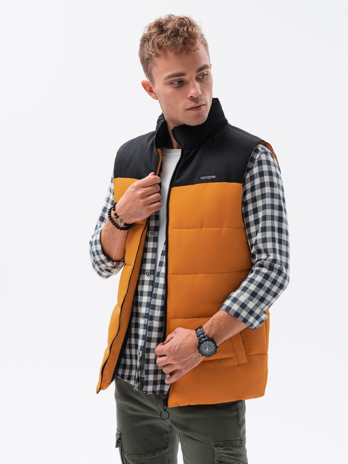 MEN'S QUILTED SLEEVELESS V63 - MUSTARD