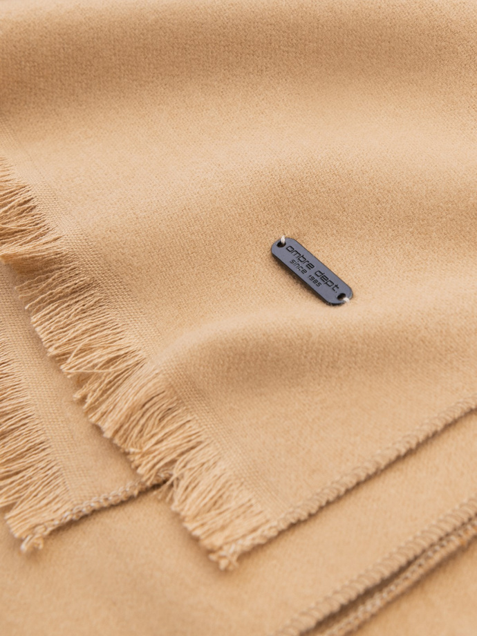 Men's monochrome scarf with tassels - light brown V4 OM-ACSF-0116