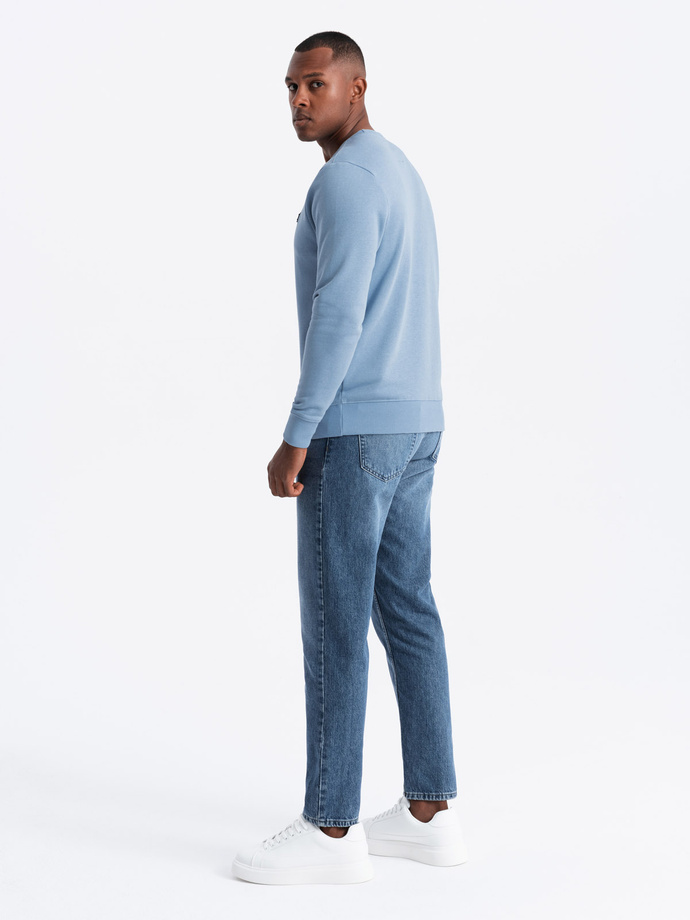 Men's non-stretch sweatshirt with metal pin - blue V3 OM-SSNZ-0136