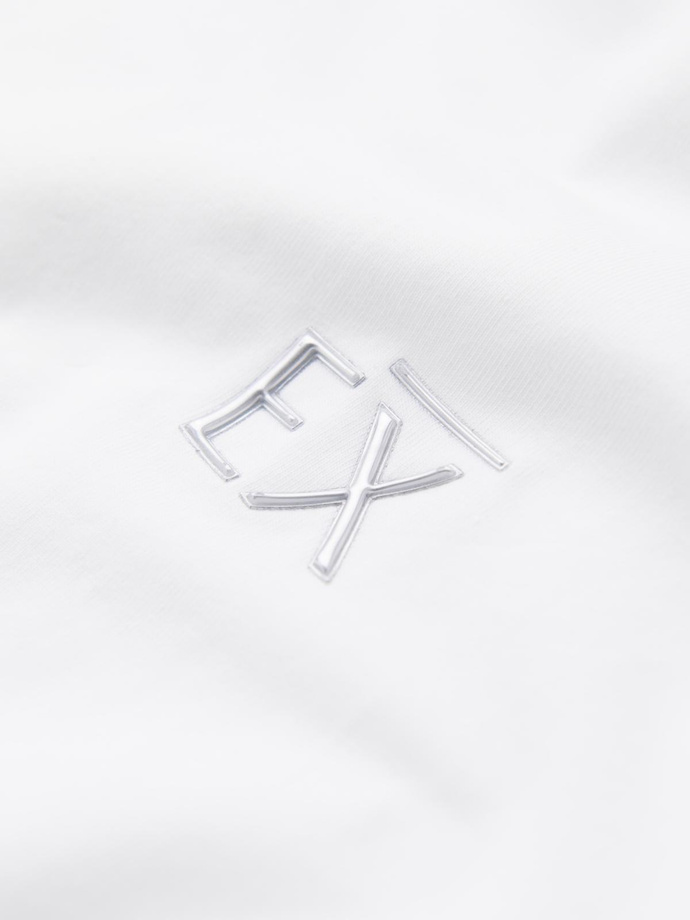 Men's V-neck SLIM FIT t-shirt with elastane and print - white V2 OM-TSBC-0221