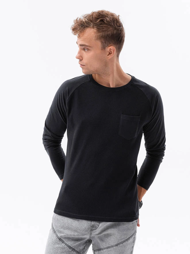 Men's plain longsleeve - black L137