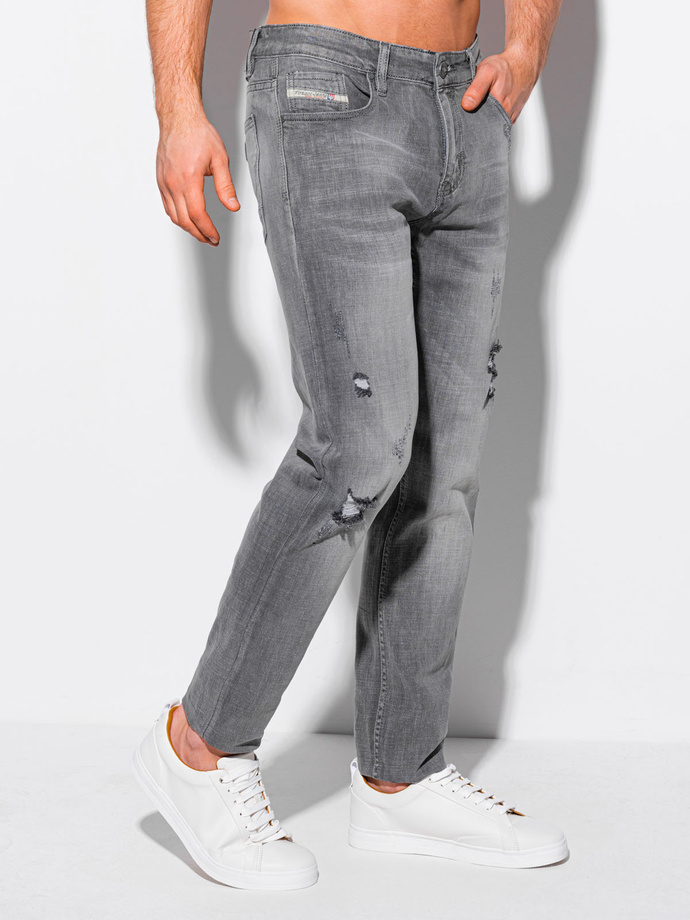 Spodnie męskie jeansowe P1177 - grafitowe