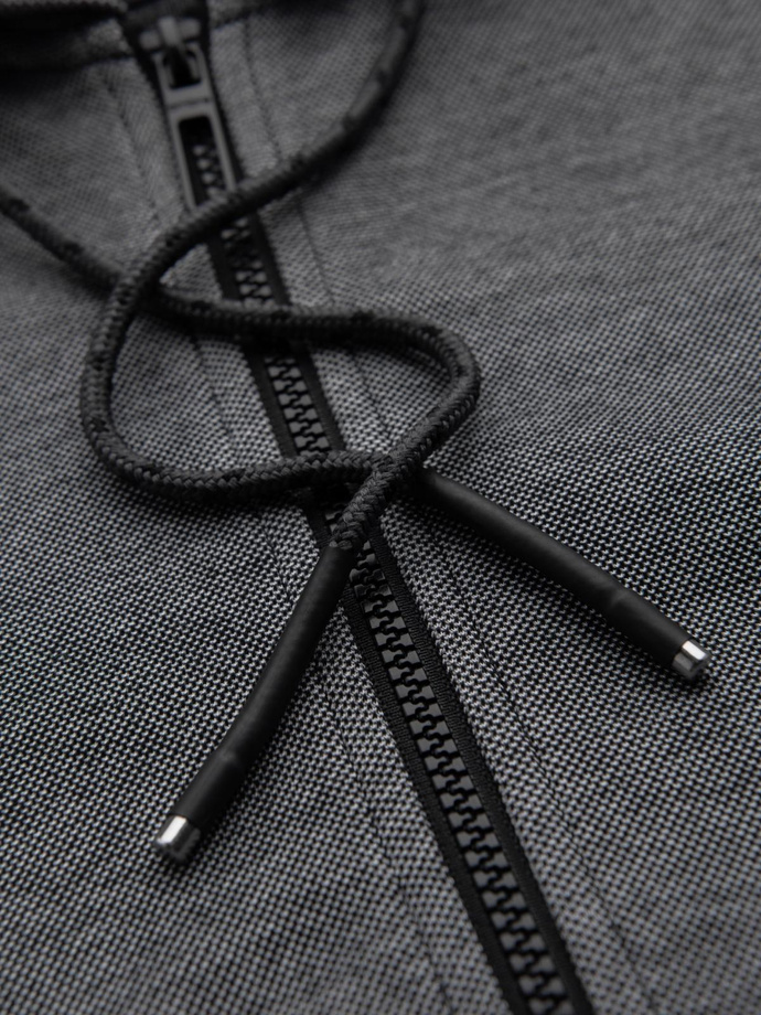 Męska bluza dresowa z kapturem o delikatnej strukturze – czarna V1 OM-SSZP-0191