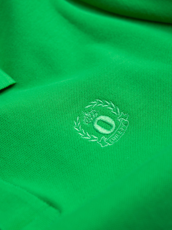 Men's BASIC single color pique knit polo shirt - neon green V25 OM-POBS-0100