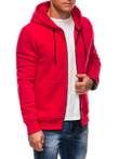 BASIC unbuttoned men's hooded sweatshirt - red V4 EM-SSBZ-0101