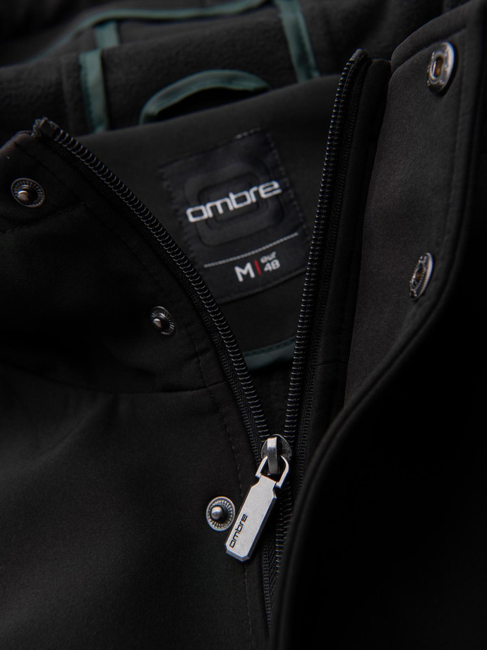 Men's parka coat with fleece lining and waist adjustment - black V2 OM-JAPJ-0314