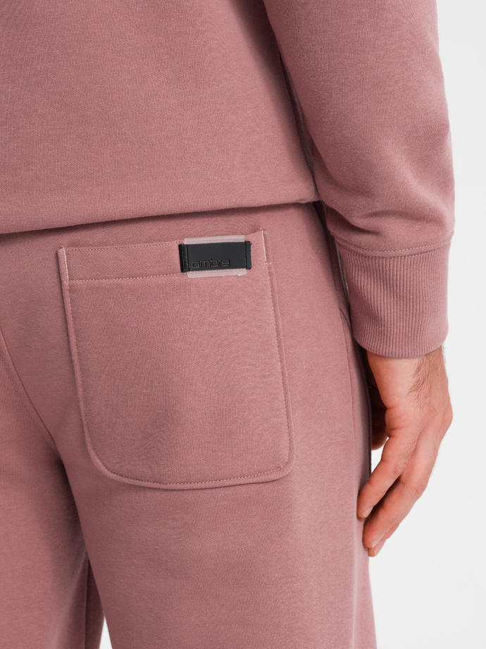 BASIC men's tracksuit set kangaroo sweatshirt + joggers - dark pink V4