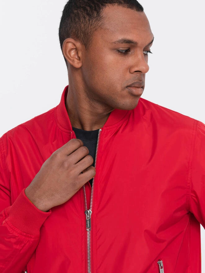 Men's bomber jacket seamed - red V14 OM-JANP-0115