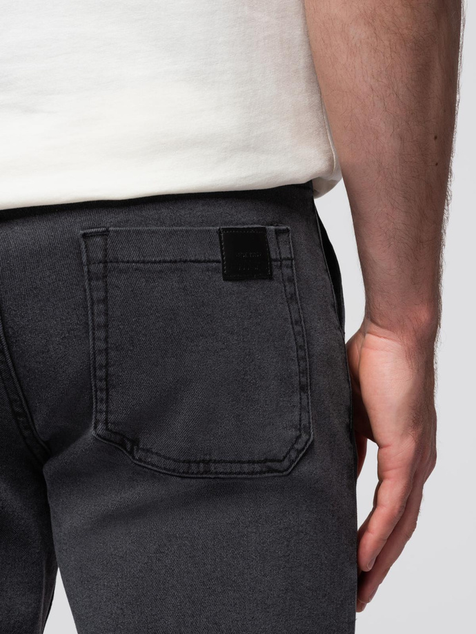 Spodnie męskie JOGGERY jeansowe z efektem sprania - szare V3 OM-PADJ-0267