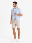 Men's knit shorts with rolled up legs - sand V3 OM-SRCS-0170