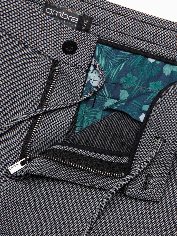 Men's shorts made of two-tone melange knit fabric - black V2 OM-SRCS-0127