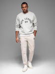 Men's sweatpants with ribbed cuffs and decorative zipper - sand V6 OM-PASK-0226