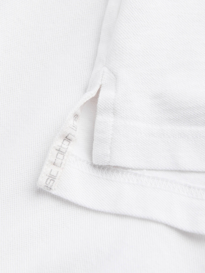 Koszulka męska polo z dzianiny pique - biały V4 S1374