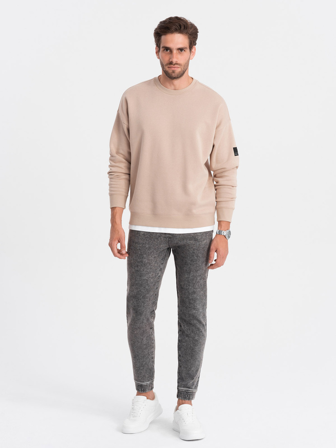 Spodnie męskie marmurkowe jeansowe JOGGERY - szare V3 OM-PADJ-0133