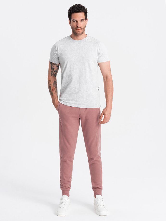 Men's BASIC cotton jogger sweatpants - dark pink V4 OM-PABS-0174