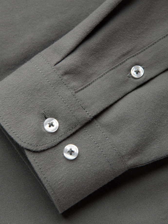 Koszula męska klasyczna regular fit - khaki V4 K694