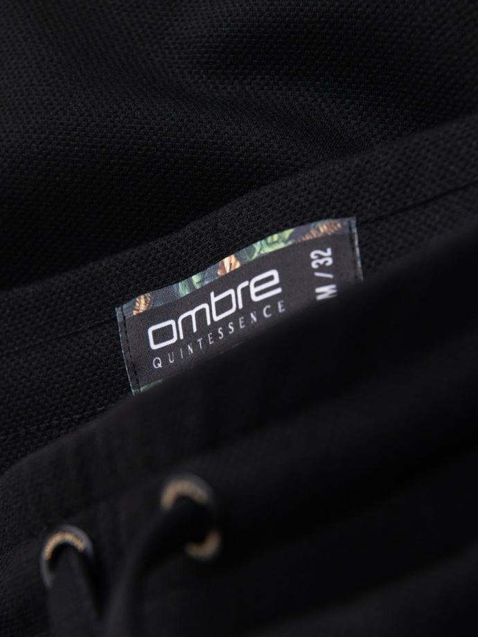 Dzianinowe szorty męskie z podwiniętymi nogawkami – czarne V2 OM-SRCS-0170