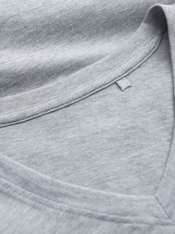 BASIC men's classic cotton tee-shirt with a crew neckline - grey melange V16 OM-TSBS-0145