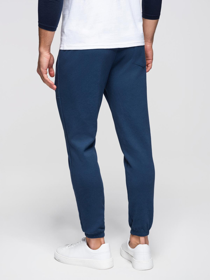Spodnie męskie dresowe CARROT ze strukturalnej dzianiny - ciemnoniebieskie V5 OM-PASK-0143