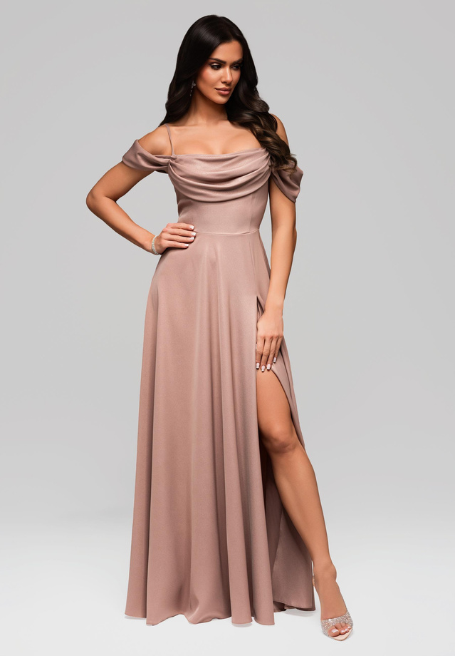 Sukienka wieczorowa LA-OM-DLR038 - beige