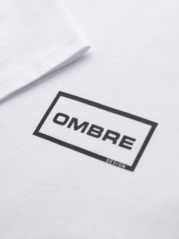 Męska koszulka dzianinowa z nadrukiem o kroju REGULAR - biała V1 OM-TSPT-0231