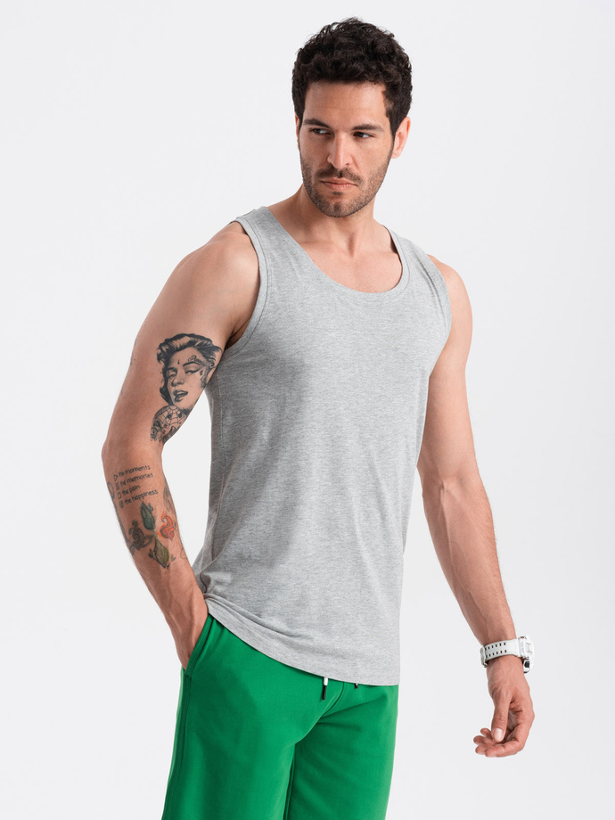 Men's BASIC cotton tank top - grey melange V2 OM-TSBT-0192