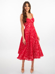 MARILYN midi dress with flowers DLR134 - red