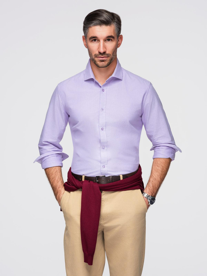 Men's cotton pastel oxford shirt - lavender V2 OM-SHOS-0183