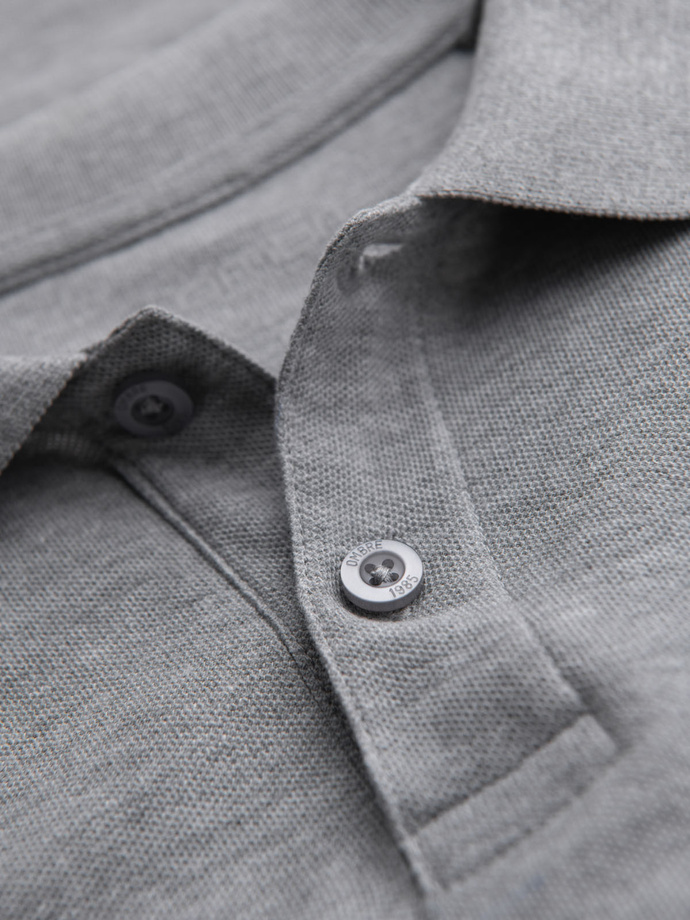 Men's longsleeve with polo collar BASIC - grey melange V4 OM-POBL-0114