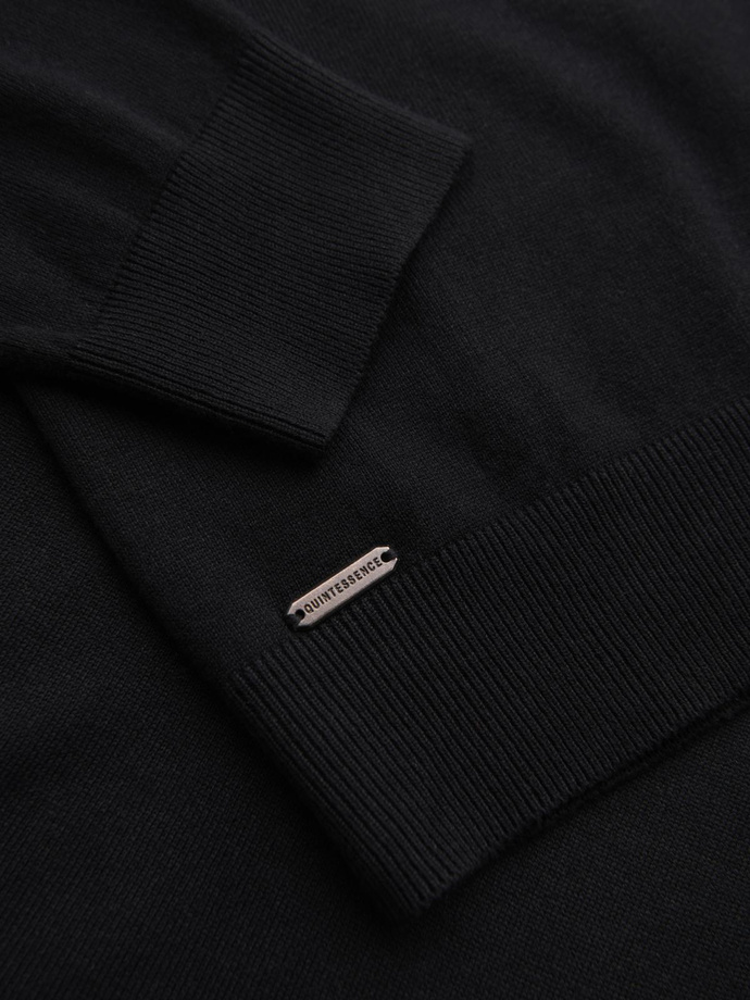 Monochrome knitted men's viscose cardigan - black V2 OM-SWCD-0126