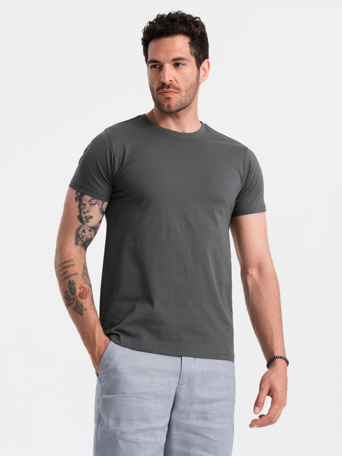 Men's classic cotton BASIC T-shirt - graphite V15 OM-TSBS-0146