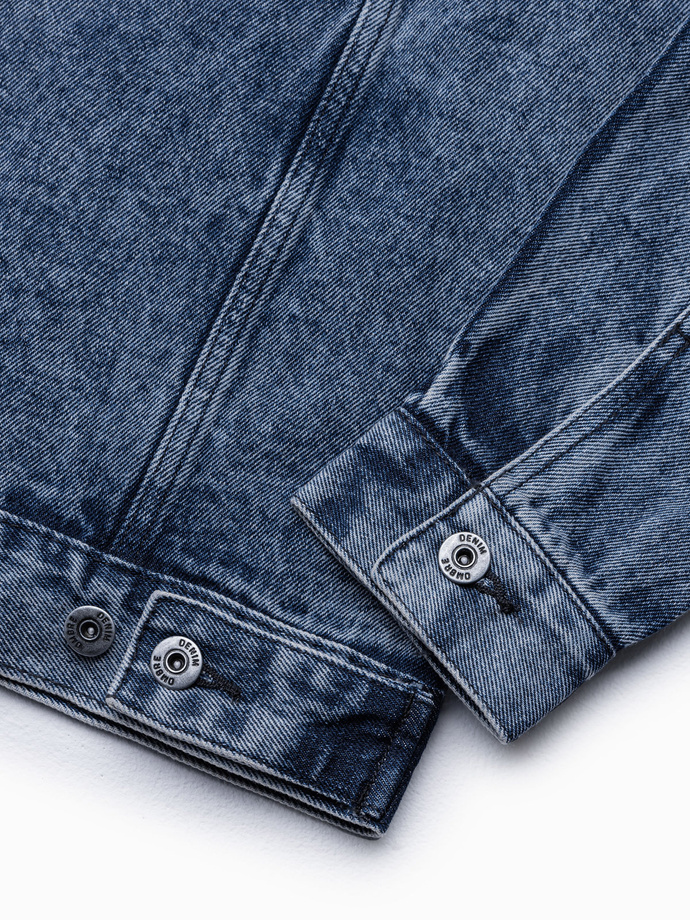 Jeansowa kurtka męska katana z washem – niebieska V4 OM-JADJ-0123