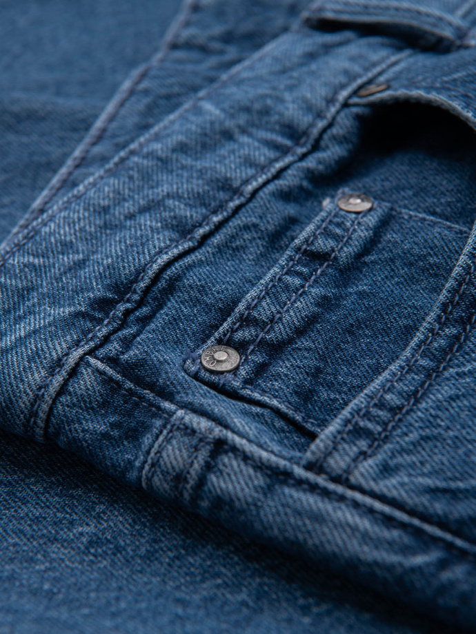 Marmurkowe spodnie męskie jeansowe CARROT FIT – ciemnoniebieskie V2 OM-PADP-0225