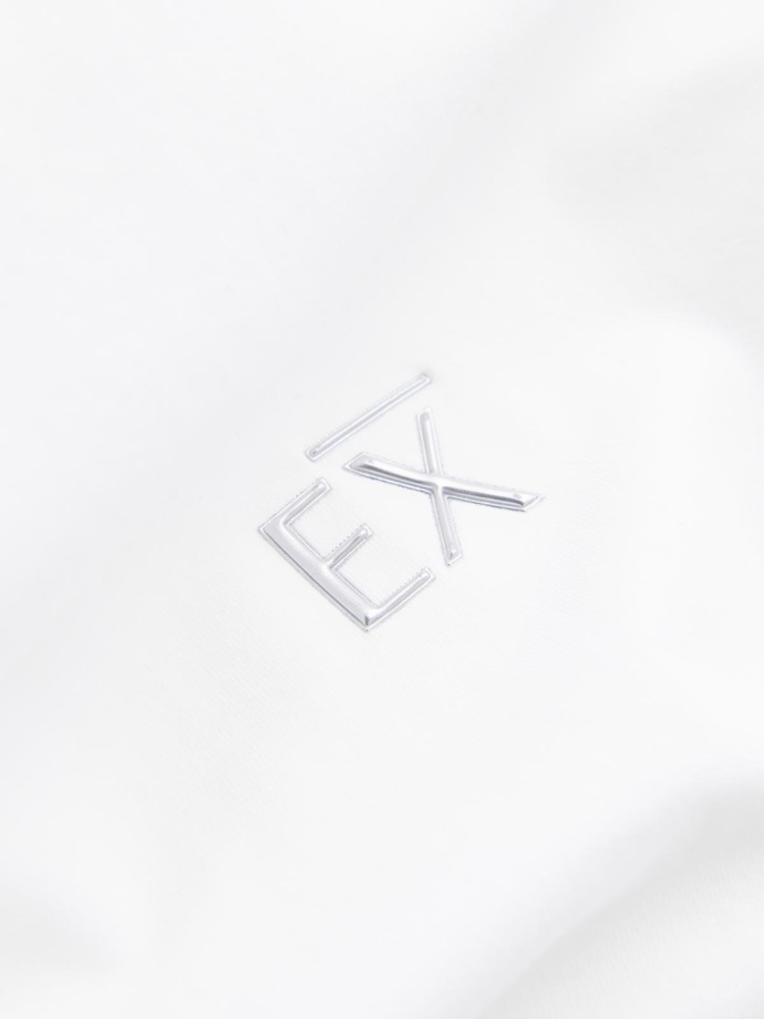 Męski longsleeve SLIM FIT z elastanem i printem – biały V2 OM-LSBC-0124