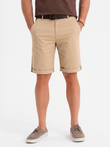 Classic men's chino shorts with rolled up leg - beige V11 OM-SRCS-0197