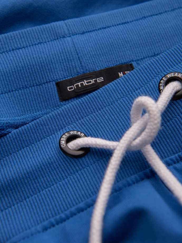 Men's sweat shorts with rounded leg - blue V1 OM-SRSK-0105