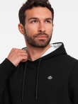 Bluza męska z kapturem z kieszenią na zamek - czarna V4 OM-SSNZ-22FW-006