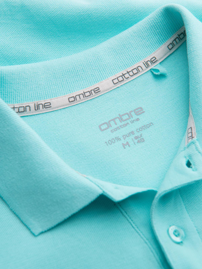 Men's BASIC single color pique knit polo shirt - mint V18 OM-POBS-0100