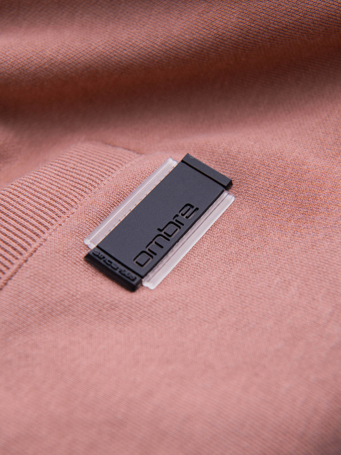 Men's pre-knee BASIC sweat shorts - dark pink V4 OM-SRBS-0149