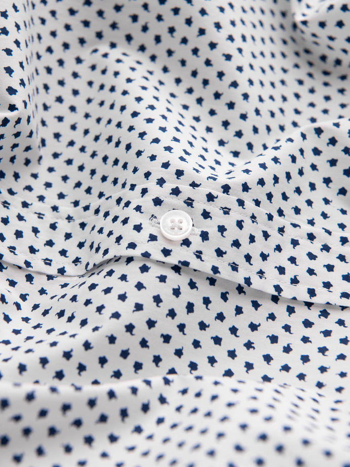 Men's fine pattern SLIM FIT shirt - white V2 OM-SHCS-0140