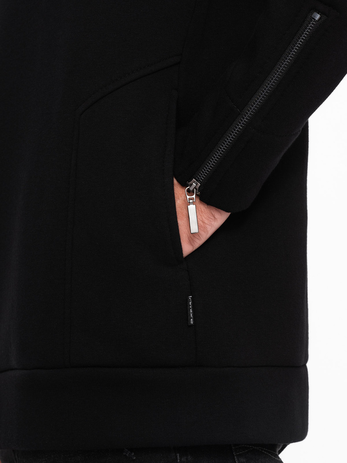 Unbuttoned men's sweatshirt with stand-up collar LONDON - black B1362