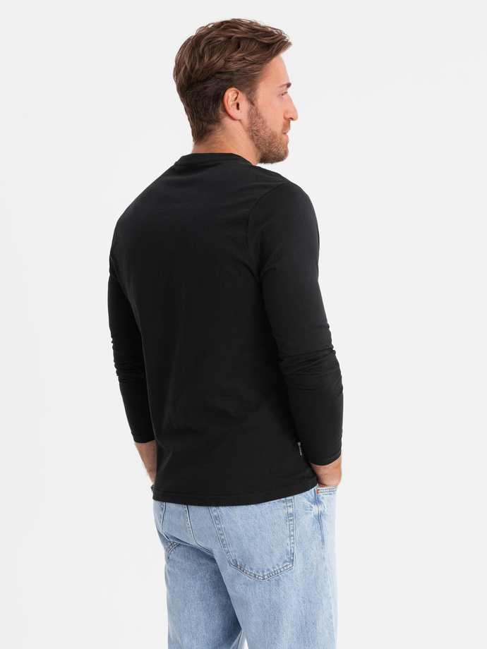 Men's unprinted longsleeve with a crew neckline - black V6 OM-LSBL-0108