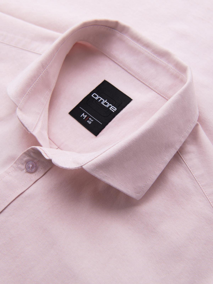 Cotton pastel men's oxford shirt - light pink V1 OM-SHOS-0183
