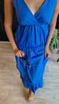 Strapless poplin maxi dress - DLR116 blue