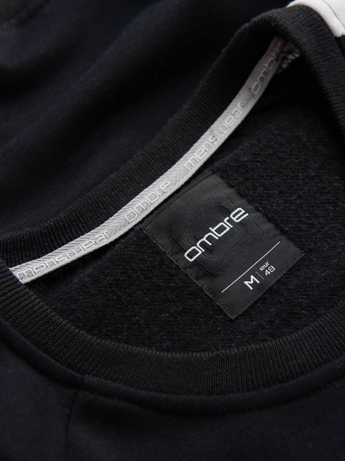 Tri-color men's sweatshirt with raglan sleeves - black V3 OM-SSNZ-22FW-003