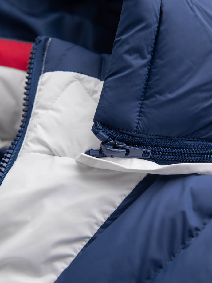 Men's colorful retro sports jacket - blue and white V1 OM-JALP-0175