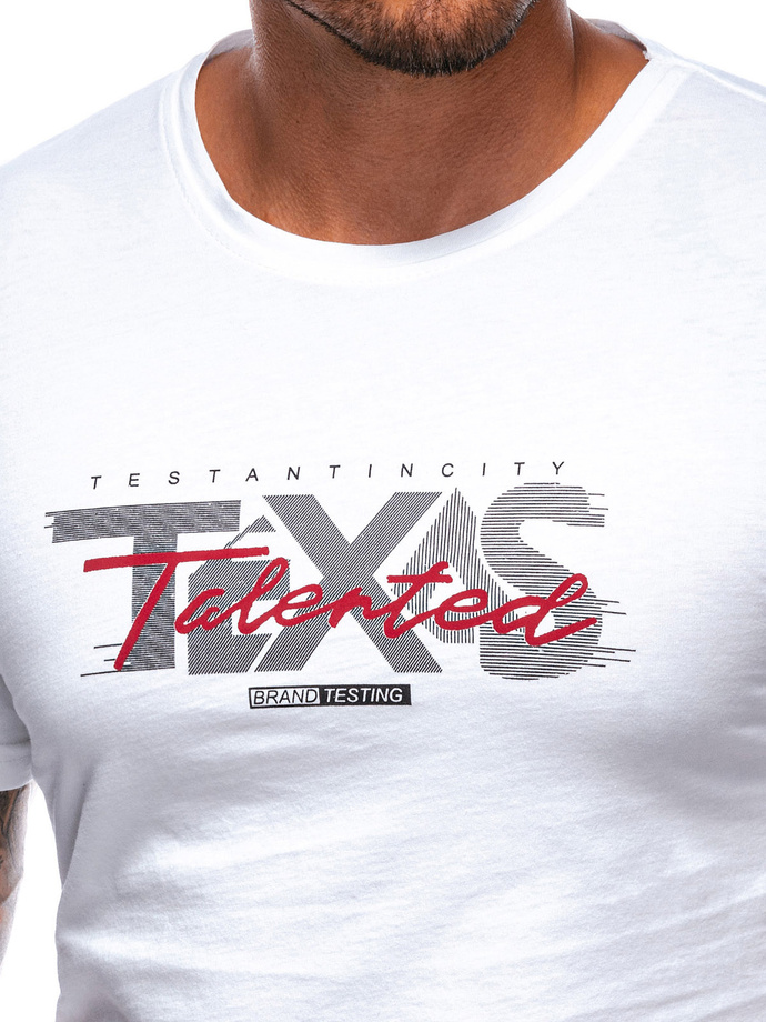 T-shirt męski z nadrukiem S2010 - biały