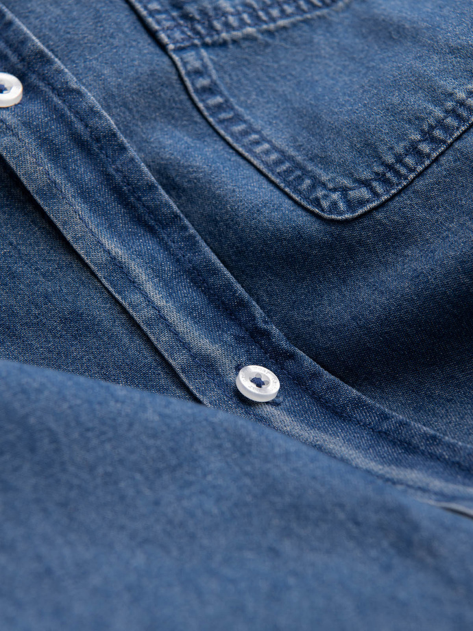 Classic men's SLIM denim shirt - blue OM-SHDS-0116